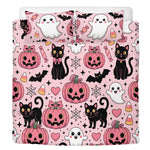 Kawaii Halloween Cat Art - Three Piece Bedding Set