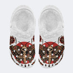 Old School Death Moth Vintage Print - Fur Lined Slippers/Sandals