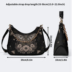 Retro Dark Moth Print - Leather Crossbody Bag