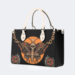Old School Death Moth Vintage Print - Leather Handbag