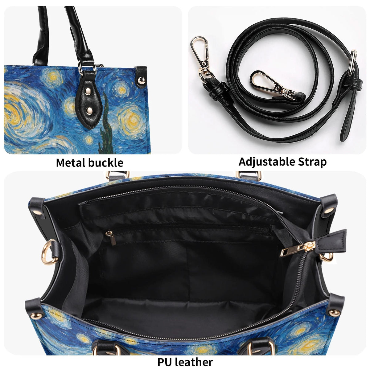 Starry Night Cypress Tree Print Handbag Factory Direct Sales