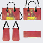 Retro Smoking Cat - Leather Handbag