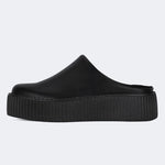 Black Leather Thick-soled Slippers