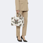 Death Moth And Flowers - Leather Handbag