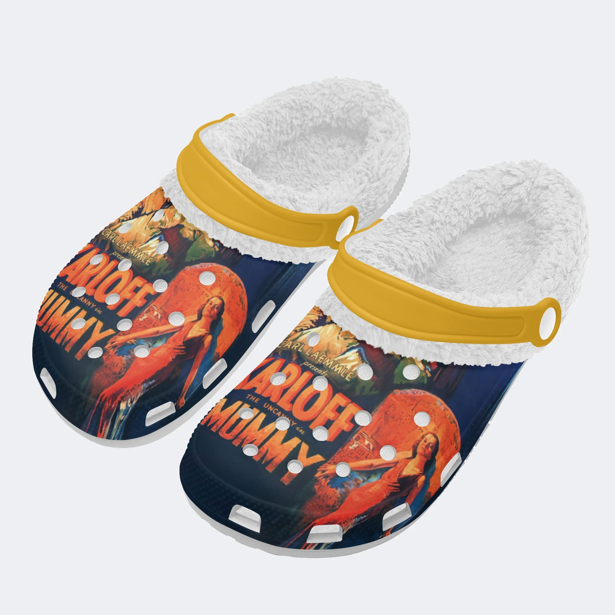 Retro Mummy Print - Fur Lined Slippers