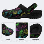 Neon Sugar Skulls - Fur Lined Slippers/Sandals