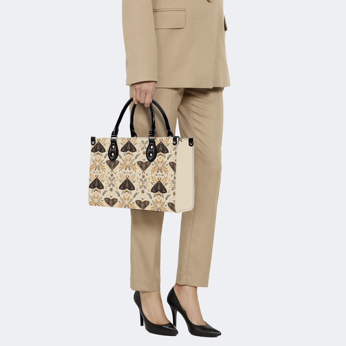 Moths Pattern Print - Leather Handbag