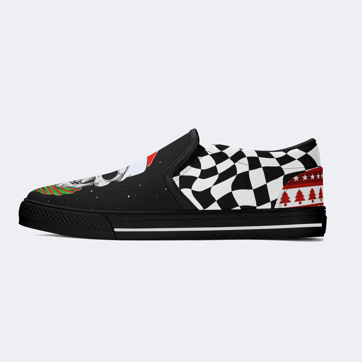 Skull Santa Print - Slip On Shoes