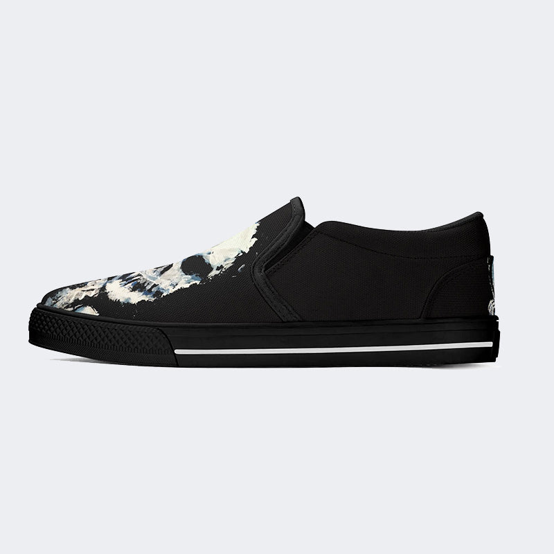 Unisex Skull Print - Slip On Shoes