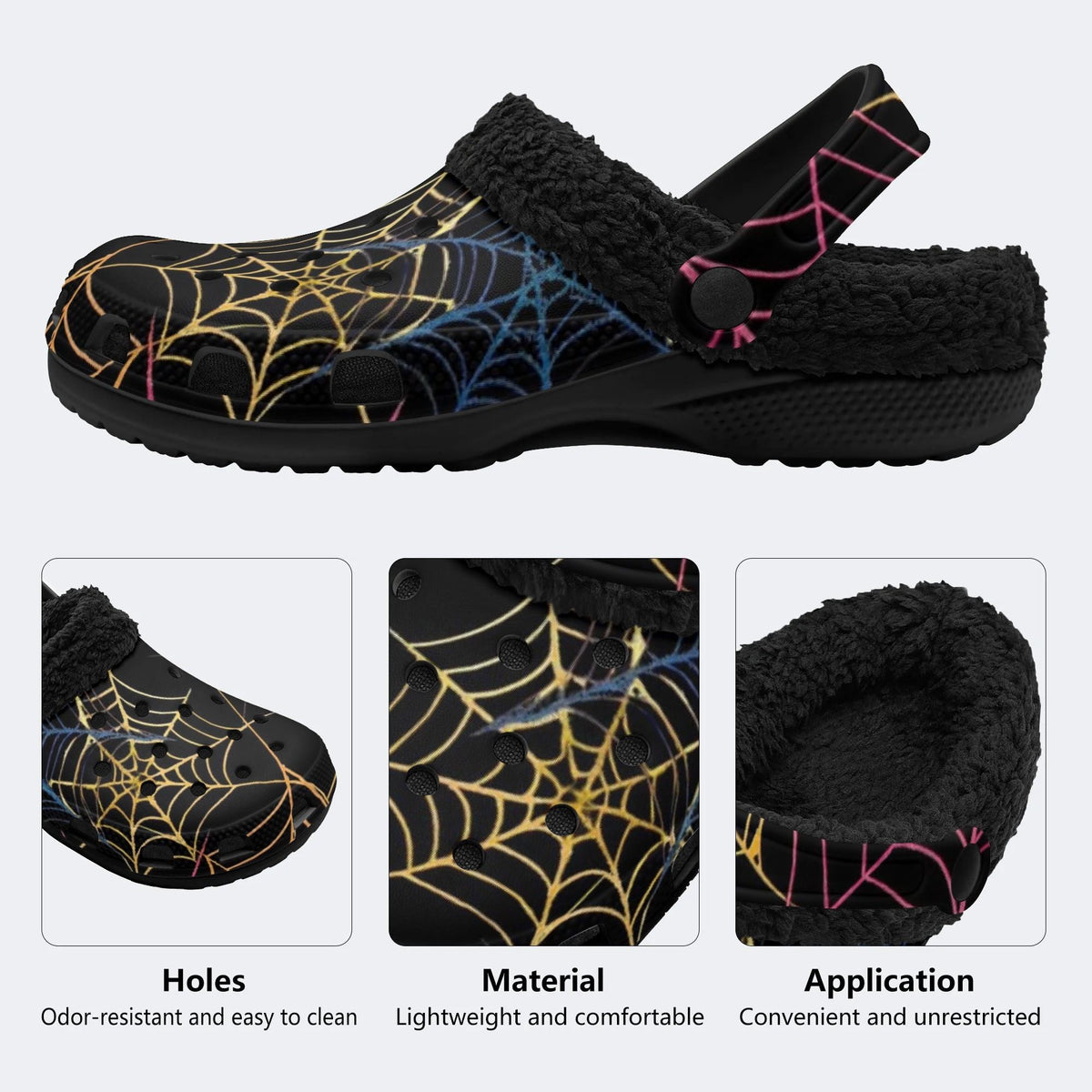 Gothic Spider Web - Fur Lined Slippers/Sandals