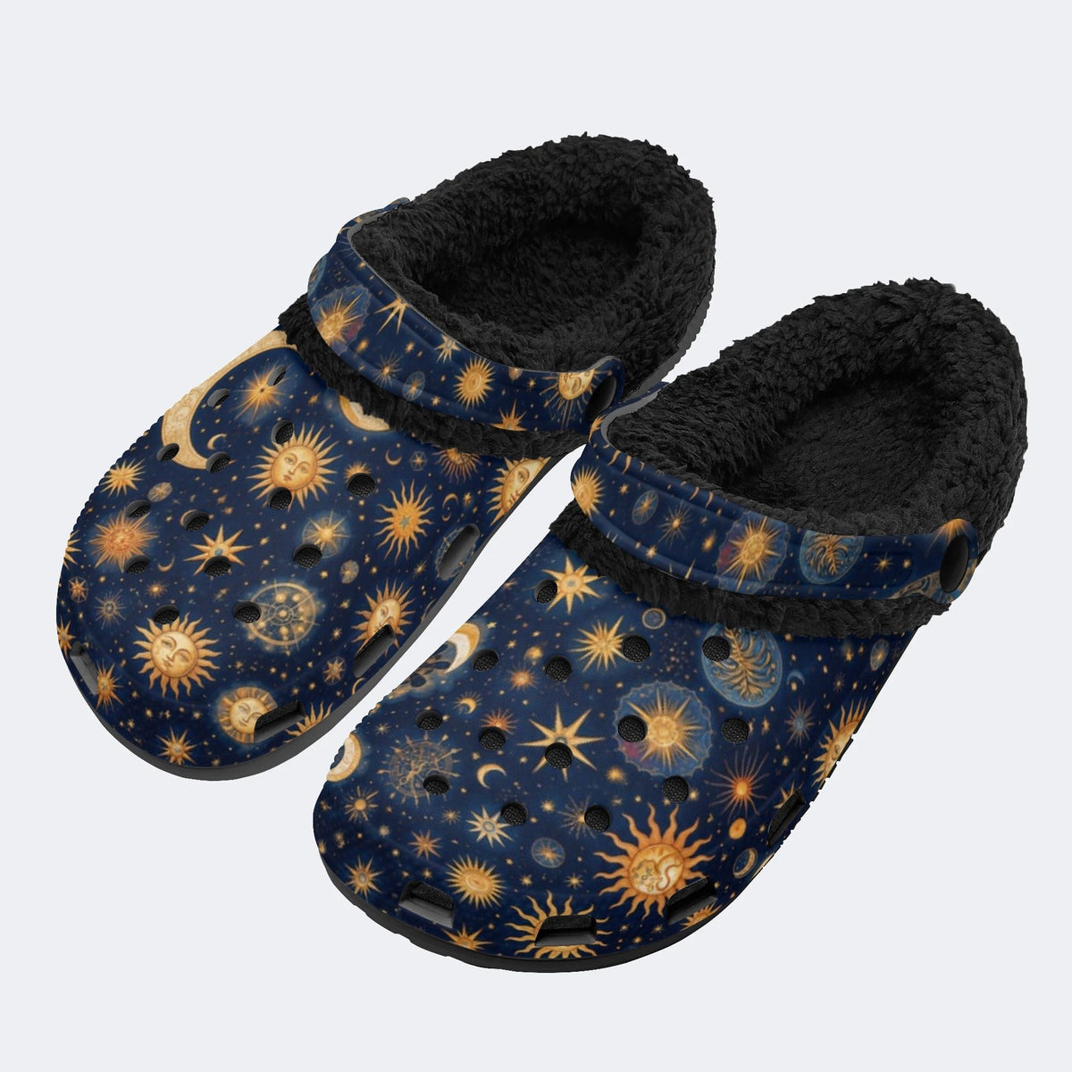 Celestial Sun Moon - Fur Lined Slippers/Sandals