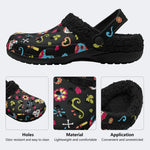 Dead Day Floral Skulls - Fur Lined Slippers/Sandals