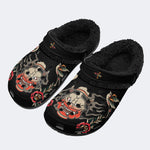 Horror Devil Print- Fur Lined Slippers/Sandals