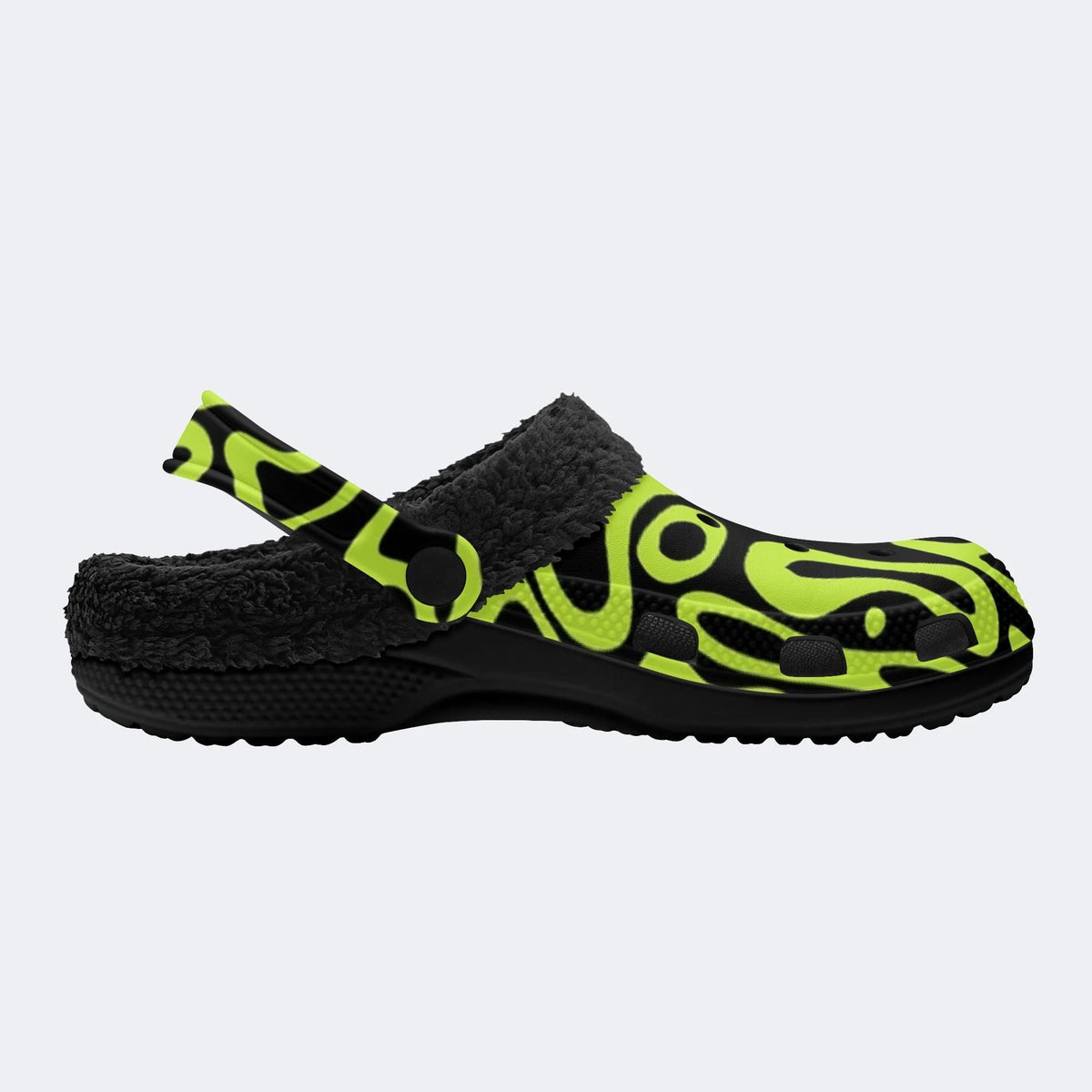 Abstract Lime Swirl Art - Fur Lined Slippers/Sandals