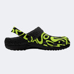 Abstract Lime Swirl Art - Fur Lined Slippers/Sandals
