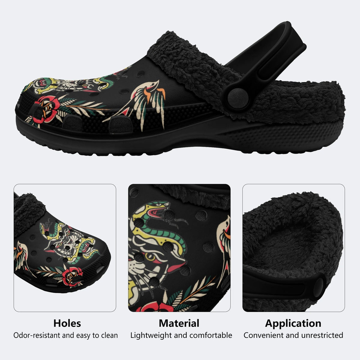 Tiger&Snake Art Print- Fur Lined Slippers/Sandals