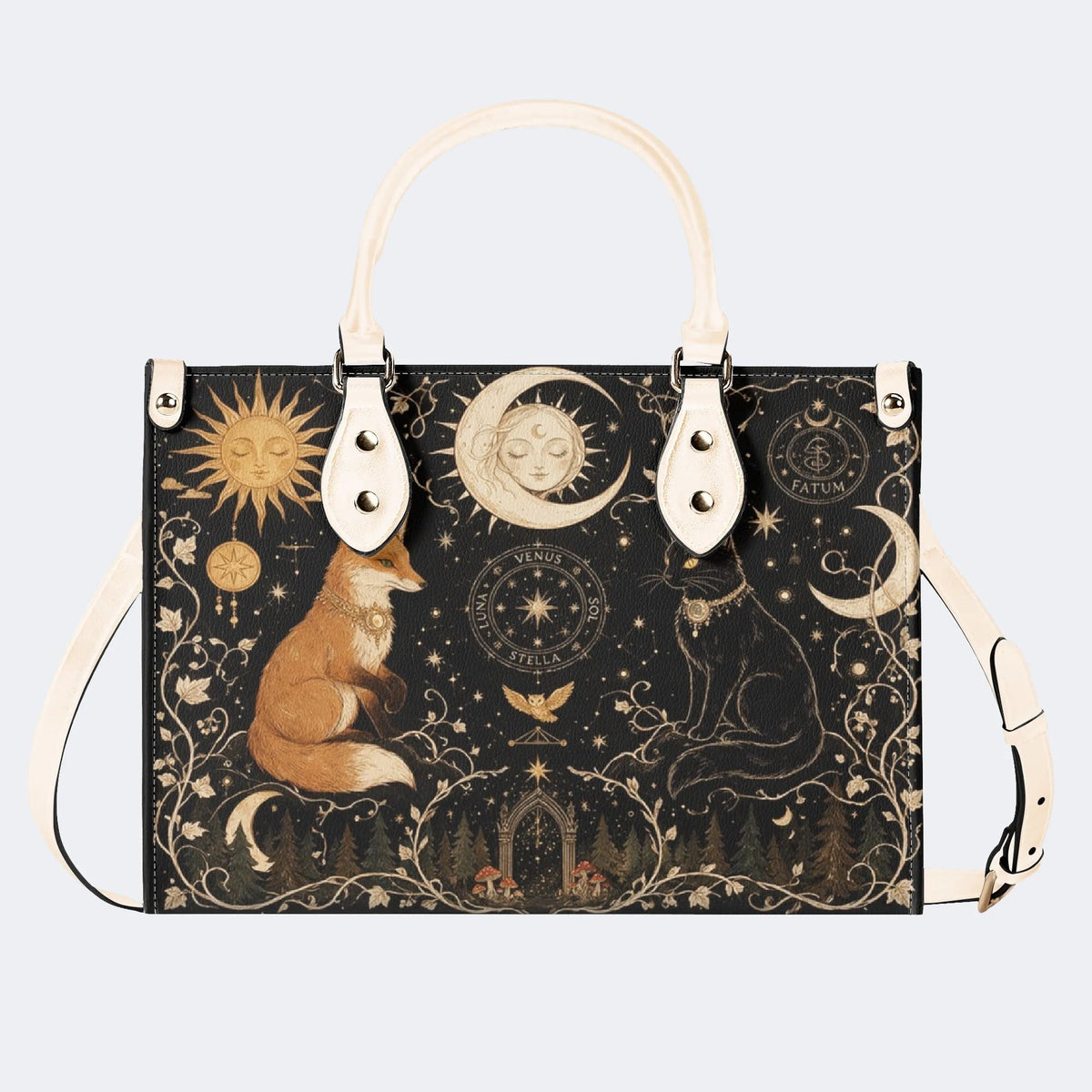 Celestial Fox Cat Print Handbag Factory Direct Sales
