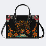 Black Panther Print - Leather Handbag