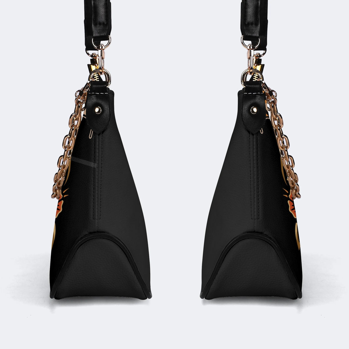 Bat And Flowers Retro Print - Leather Crossbody Bag