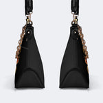 Bat And Flowers Retro Print - Leather Crossbody Bag