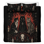 Witchy Skull Cats Print - Three Piece Bedding Set