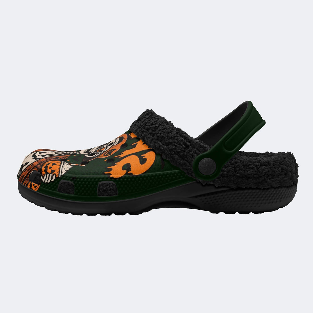 Hipster Halloween Skull - Fur Lined Slippers/Sandals
