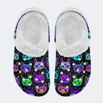 Cute Cartoon Witchcraft Cat Print- Fur Lined Slippers/Sandals