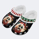 Horror Santa Claus Ghostface Print - Fur Lined Slippers/Sandals