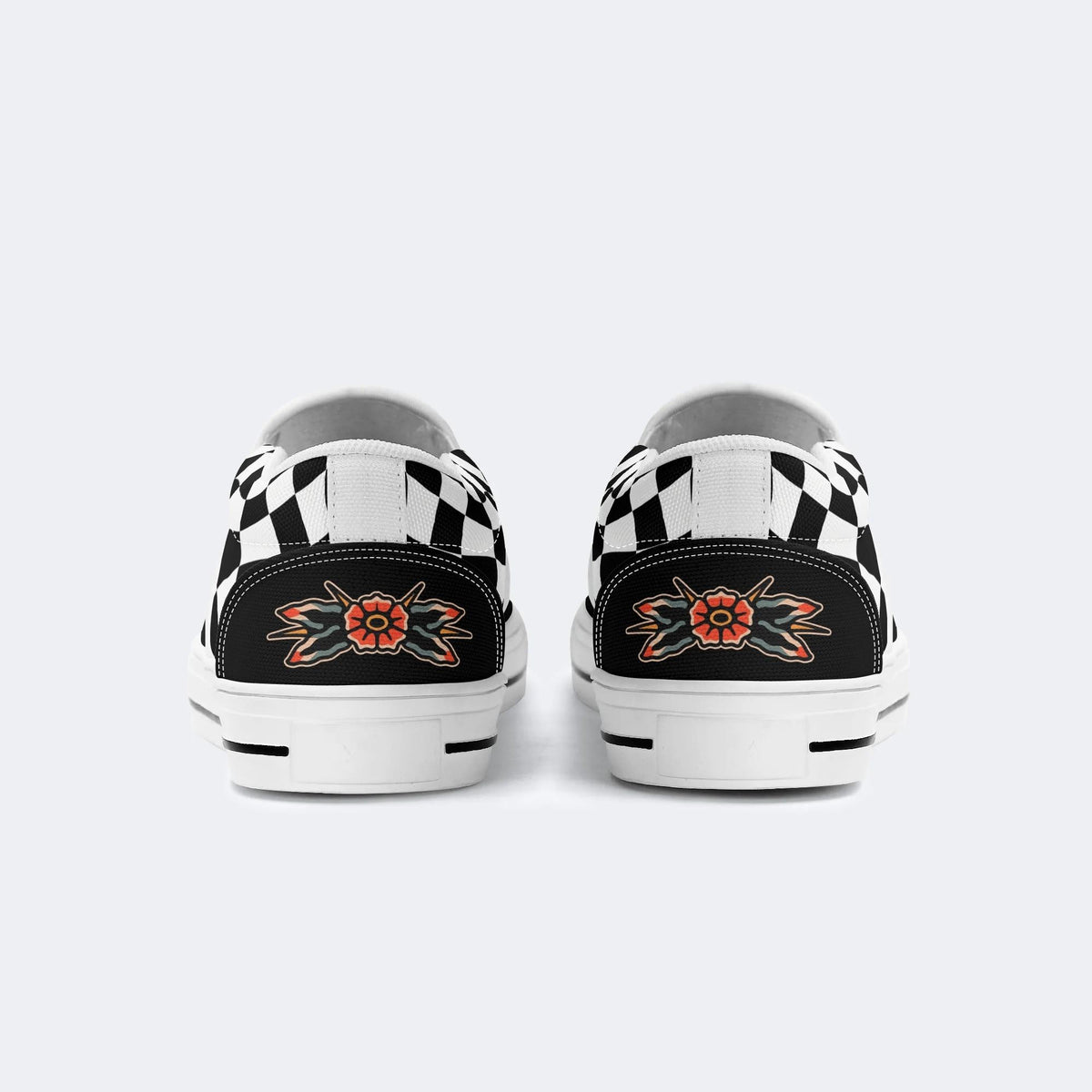 Black And White Snake Print - Slip On Shoes