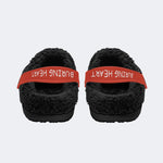 Burning Hearts Print - Fur Lined Slippers/Sandals