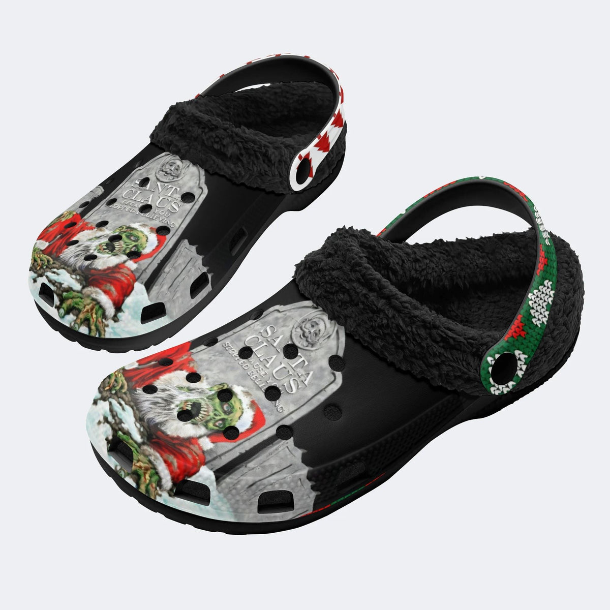 Horror Santa Claus Ghostface Print - Fur Lined Slippers/Sandals