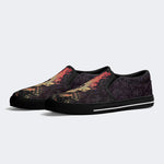 Unisex Punk Fire Skull Print - Slip On Shoes