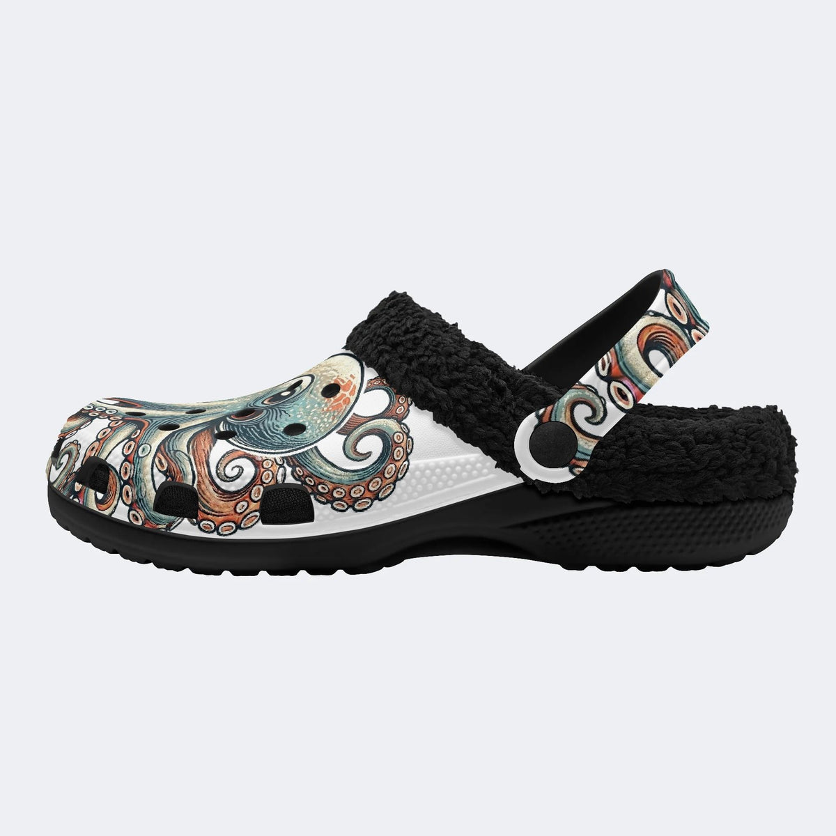 Octopus Print - Fur Lined Slippers/Sandals