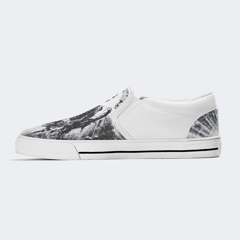 Unisex Skull Print - Slip On Shoes