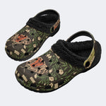 Retro Moth Flower - Fur Lined Slippers/Sandals
