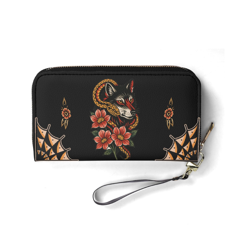 Wolf And Snake Print Leather Wallet Factory Direct Sales