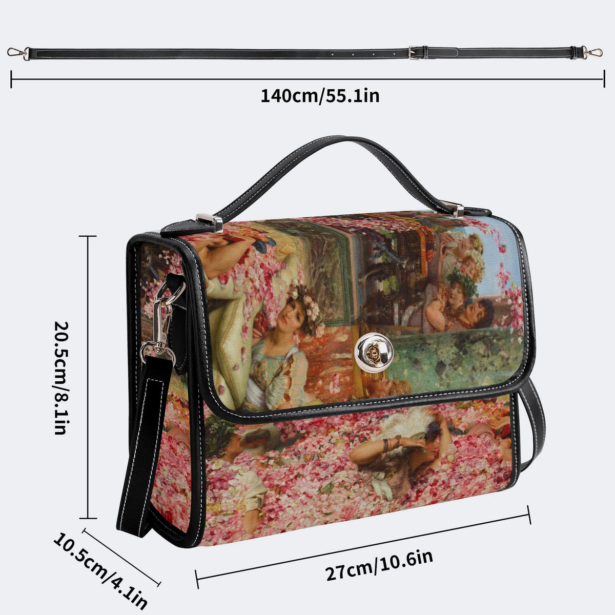 Roses of Heliogabal Print - Leather Satchel Bag