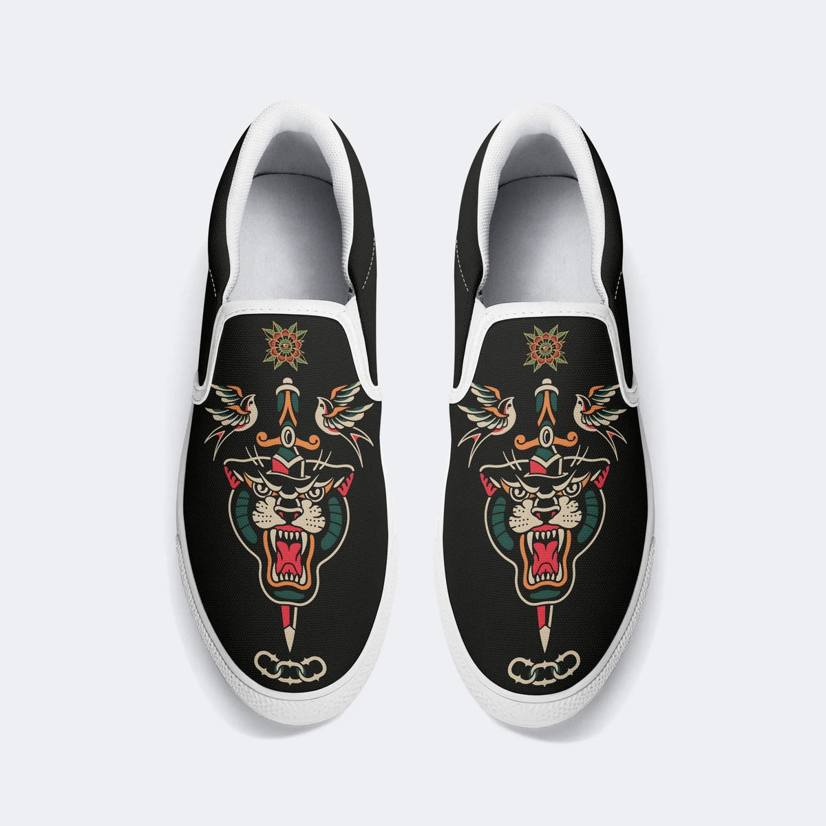 Unisex Tiger Print - Slip On Shoes