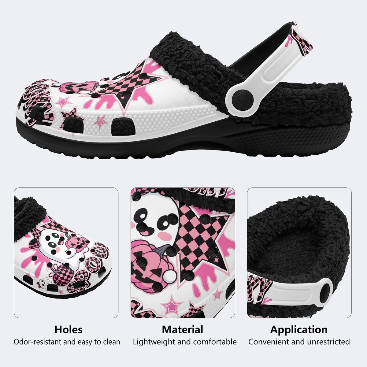Kawaii Halloween Ghost - Fur Lined Slippers/Sandals