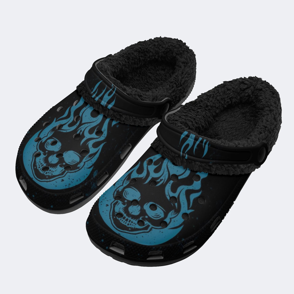 Dark Ice Flame Skull - Fur Lined Slippers/Sandals