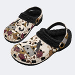 Spooky Fall Raven‑Fur Lined Slippers Sandals