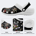 Colorful Death Moth Print - Fur Lined Slippers/Sandals