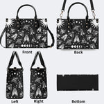 Vintage Dark Moth Print - Leather Handbag