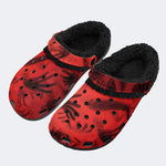 Dark Red Bone Ghost - Fur Lined Slippers/Sandals