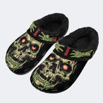 Gothic Dark Zombie Skull Toxic Slime - Fur Lined Slippers/Sandals
