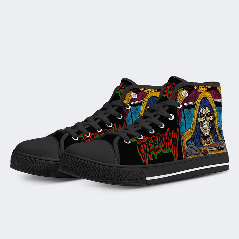 Horror Movie Vintage Graphic- High Top Canvas