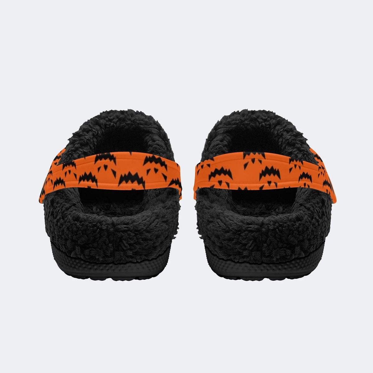 Black Bat Orange - Fur Lined Slippers/Sandals