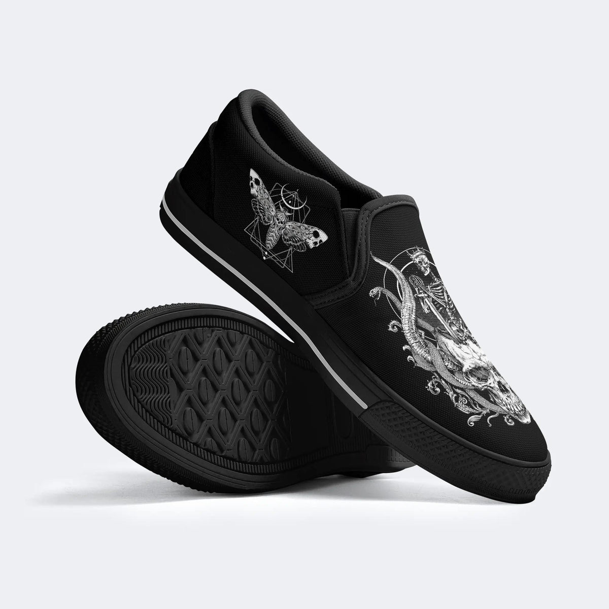 Skeleton Print - Slip On Shoes