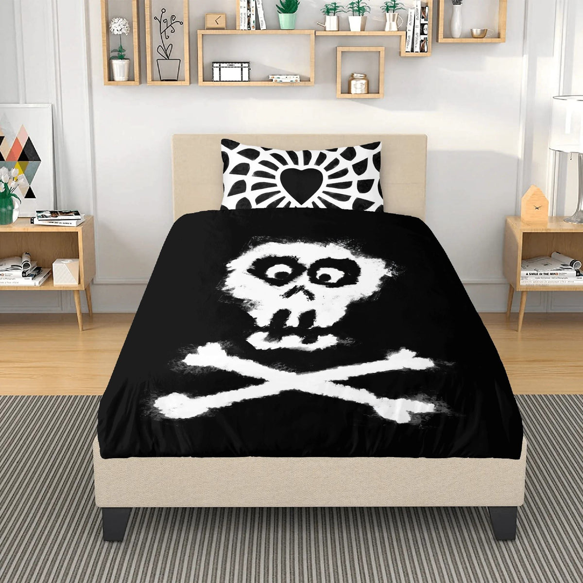 Gothic Skull Print - Three Piece Bedding Set