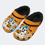 Cool Ghost Pumpkin Bat - Fur Lined Slippers/Sandals